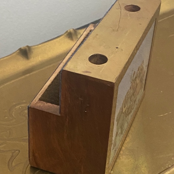 Vintage Indian artwork, wood & brass, pen & notepad holder - Picture 7 of 15